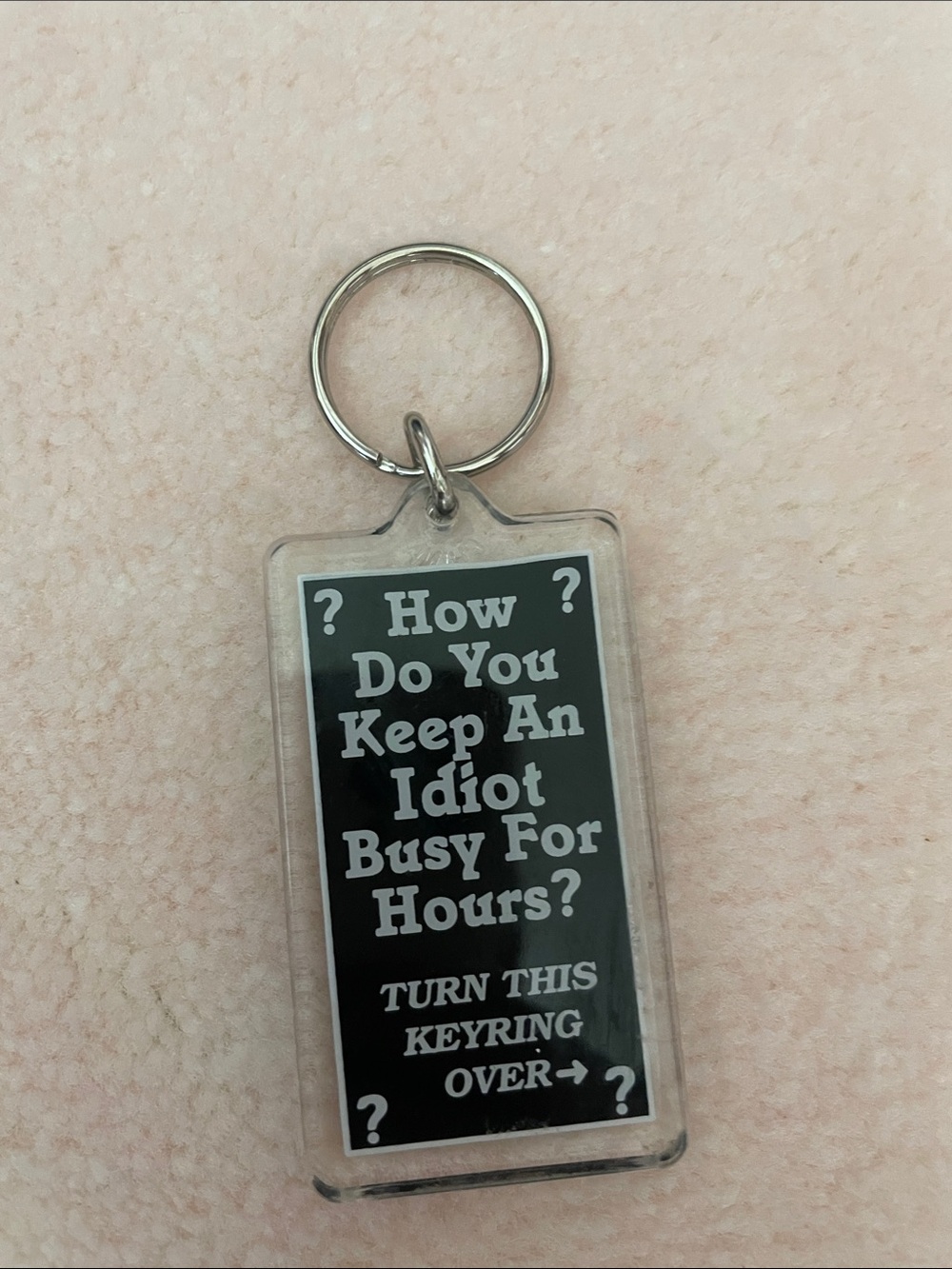 Novelty Keyring - Black & White Joke Design